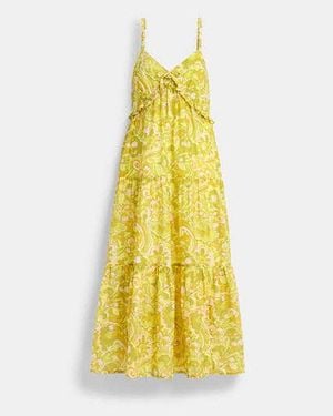 COACH Maxivestido De Gasa De Algodón - Negro