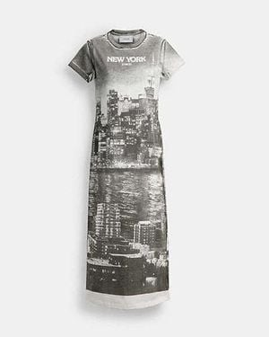 COACH Postcard Graphic T-Shirt Dress - Black