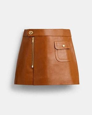 COACH Mini Leather Heritage Skirt - Black