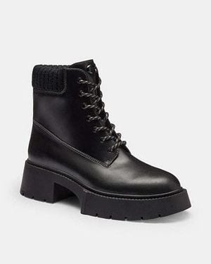 COACH Stivaletto Leah Platform Con Lacci - Nero