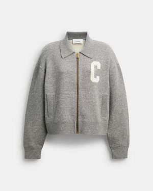 COACH Cardigan Doppiato Con Zip Double Face - Nero