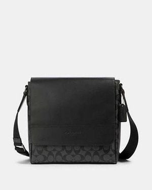 COACH Houston Map Bag In Signature Canvas - Black