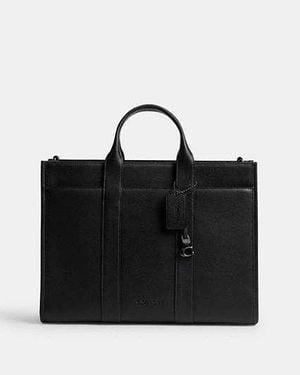 COACH Wesley Tote In Maxi Signature Leather - Black