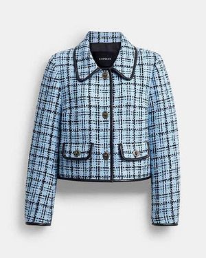 COACH Turnlock Tweed Jacket - Blue