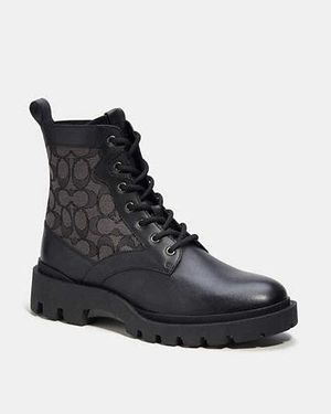 COACH Citysole Lace Up Boot In Signature Jacquard - Black