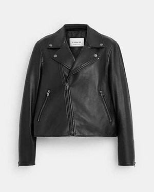 COACH Leather Moto Jacket - Black