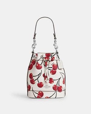 COACH Mini Borsa A Secchiello Con Stampa Con Ciliegie - Nero