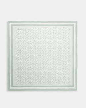 COACH Signature Print Silk Square Scarf - White