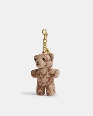 COACH Bear-Taschenanhänger Aus Signature-Jacquard Für Frauen - Schwarz