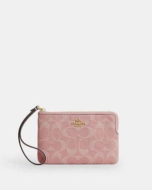COACH Corner Zip Wristlet - Black
