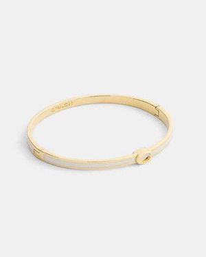 COACH Thin Enamel Signature Hinged Bangle - Black