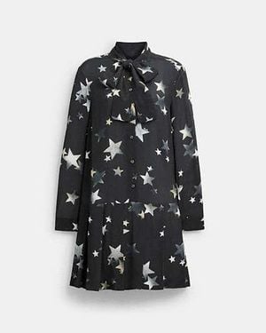 COACH Tie Neck Star Dress - Black