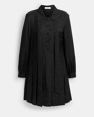 COACH Plissiertes Jacquard Kleid - Schwarz