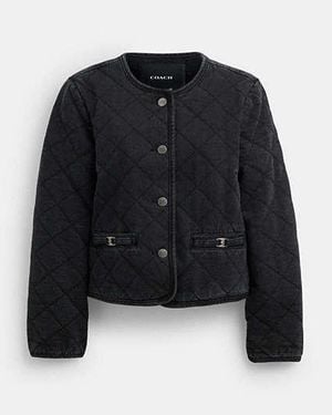 COACH Heritage C Quilted Denim Jacket - Black