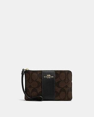 COACH Corner Zip Wristlet - Black