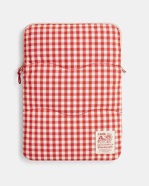 COACH Topia Loop Laptop Sleeve With Wavy Quilting In Gingham - Red