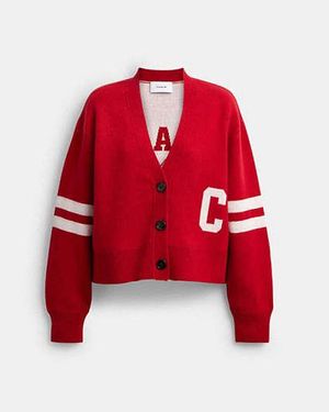 COACH Horse And Carriage Cropped Cardigan - Red