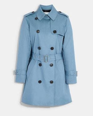 COACH Solid Mid Trench Coat - Blue