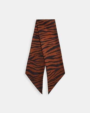 COACH Tiger Print Silk Wide Scarf - Black