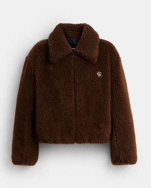 COACH Faux Fur Bomber - Brown