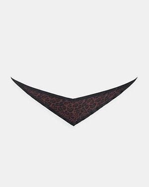 COACH Leopard Print Silk Elongated Triangle Scarf - Black