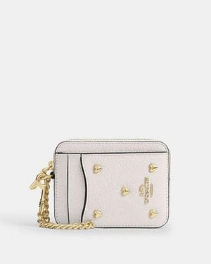 COACH Zip Card Case With Heart Rivets - Black