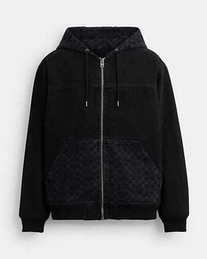 COACH Signature Denim Zip Jacket - Black