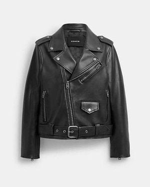 COACH Belted Moto Jacket - Black
