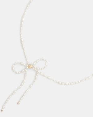 COACH Pearl Bow Choker Necklace - Black