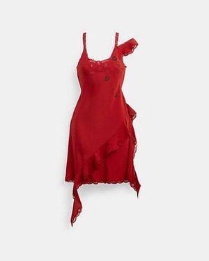 COACH Minivestido de volantes - Rojo