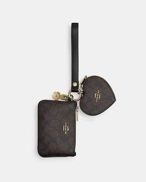 COACH Wristlet And Heart Pouch With Charm - Black