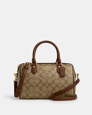 COACH Rowan Satchel Bag - Beige | Pvc - Black