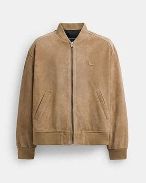 COACH Lightweight Suede Jacket - Natural