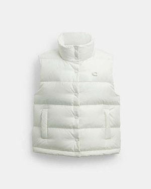 COACH Puffer Jacket Vest - White