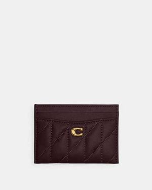 COACH Logo-plaque Quilted-leather Card Holder - Black