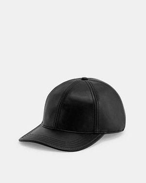 COACH Leather Baseball Hat - Black