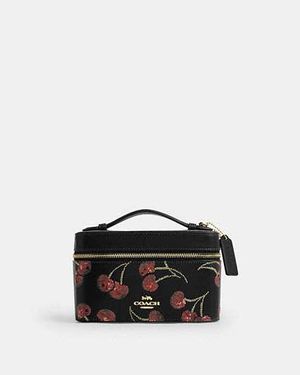 COACH Cosmetic Case With Cherry Print - Black