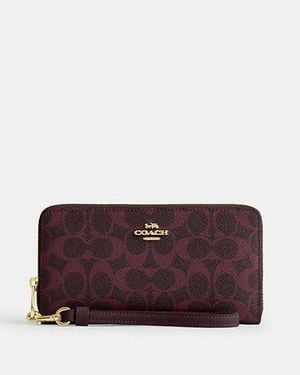 COACH Cartera Grande Con Cierre Completo En Lona Signature En Rojo - Marrón