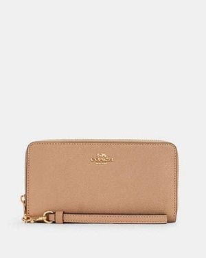 COACH Accordion Zip Around Purse - Natural