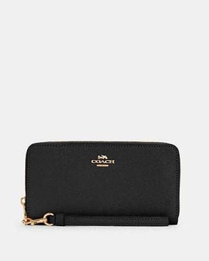 COACH Long Zip Around Wallet - Black
