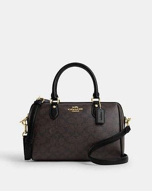 COACH Bolso Satchel Rowan De Lona De Firma - Negro