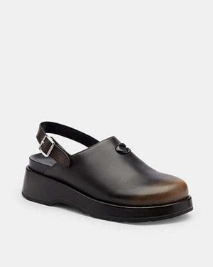 COACH Sculpted C Loved Leather Platform Clog - Black