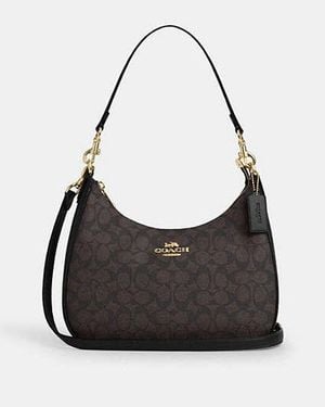 COACH Teri Hobo Aus Signature-Canvas - Schwarz
