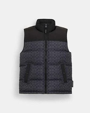 COACH Signature Down Vest In Recycled Polyester - Black