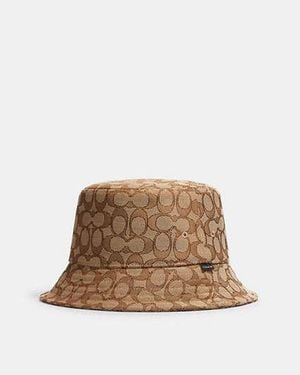 COACH Signature Jacquard Bucket Hat - Brown