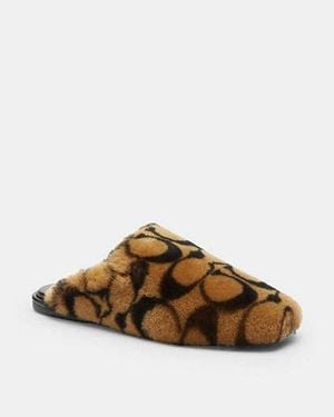 COACH Mule En Shearling Signature En Pour Femmes, Taille - Noir