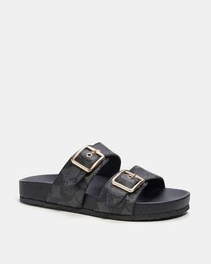 COACH Allanah Sandal In Signature Canvas - Black