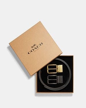 COACH Boxed Plaque And Harness Buckle Cut To Size Reversible Belt, 38 Mm - Black
