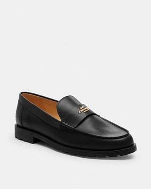 COACH Leather Slip-On Loafers - Black