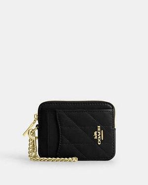 COACH Zip Card Case With Quilting - Black